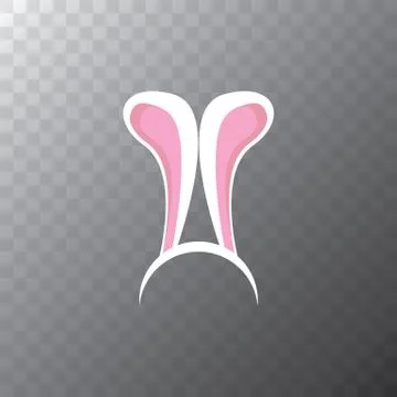 White easter bunny funky mask with rabbit ears isolated on transparent イラスト素材