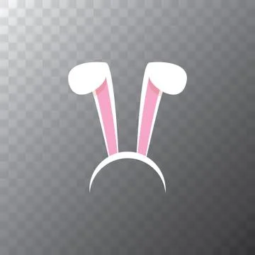 White easter bunny funky mask with rabbit ears isolated on transparent Illustrazione stock