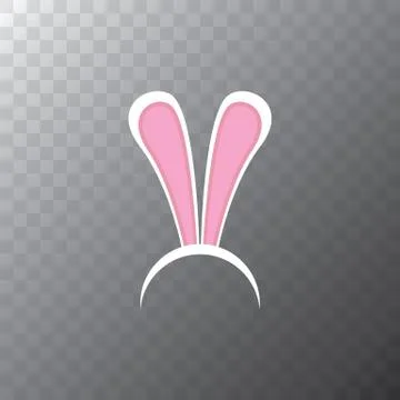 White easter bunny funky mask with rabbit ears isolated on transparent Illustrazione stock