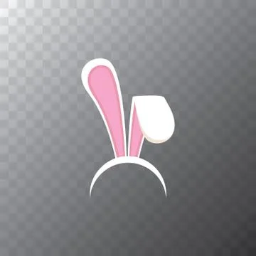 White easter bunny funky mask with rabbit ears isolated on transparent Illustrazione stock