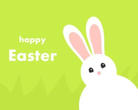 White Easter bunny on green background. Happy Easter greetign card. Vector il Stockillustratie