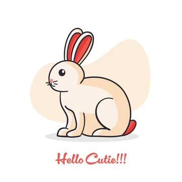 White easter bunny rabbit sitting on a abstract background. Smiling and a h.. Illustrazione stock