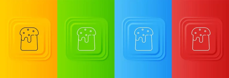 White Easter cake icon isolated on colorful background. Happy Easter. Set i.. Stock Illustration