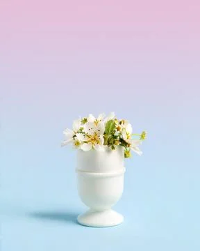 White Easter egg with flowers Stock Photos