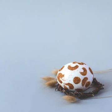 White Easter egg with a gold pattern Stock Photos