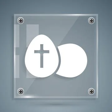 White Easter egg icon isolated on grey background. Happy Easter. Square glass 스톡 일러스트