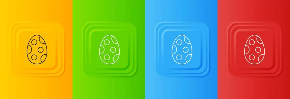 White Easter egg icon isolated on colorful background. Happy Easter. Set ic.. Illustrazione stock