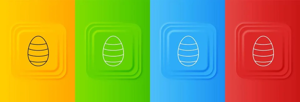 White Easter egg icon isolated on colorful background. Happy Easter. Set ic.. Illustrazione stock
