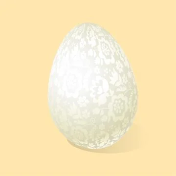 White Easter egg luxury decoration vector illustration. floral elegant style  イラスト素材