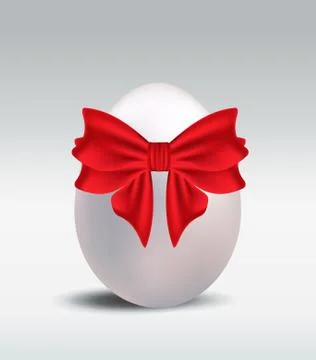 White Easter egg with red bow Stock Illustration