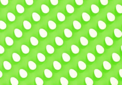 White easter eggs on bright green background, eggs pattern, 3d illustration Illustrazione stock