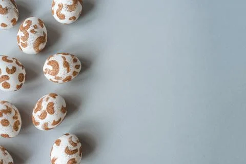 White Easter eggs with a gold pattern 写真素材
