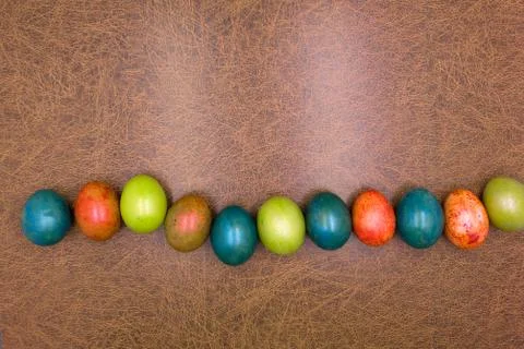 White easter eggs with a hand-drawn pencil pattern, white background, top vie Stock Photos