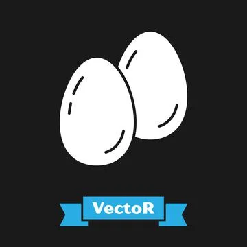 White Easter eggs icon isolated on black background. Happy Easter. Vector Stock Illustration
