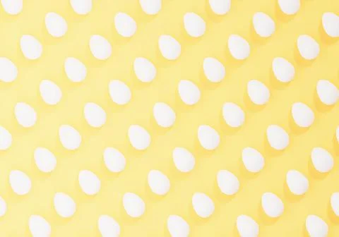 White easter eggs on light yellow background, eggs pattern, 3d illustration Stock Illustration