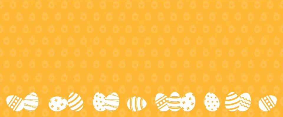 White Easter eggs on an orange patterned background with copy space Illustrazione stock