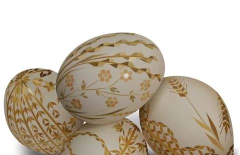 White Easter Eggs with Ornamental Pattern 스톡 일러스트