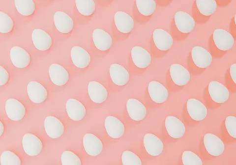 White easter eggs on pink background, eggs pattern, 3d illustration Stock Illustration