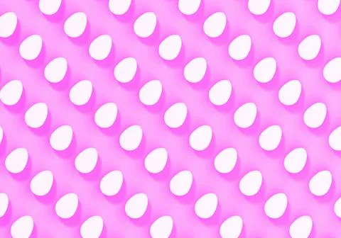 White easter eggs on pink background, eggs pattern, 3d illustration 스톡 일러스트