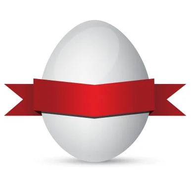 White easter eggs with red ribbon Illustrazione stock
