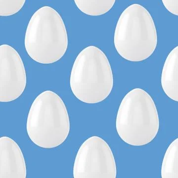 White easter eggs seamless blue pattern Stock Illustration
