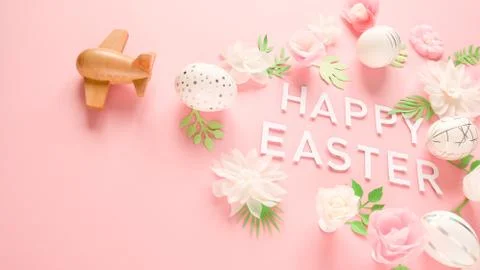 White easter eggs with silver pattern and pink flowers 스톡 사진