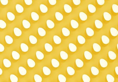 White easter eggs on yellow background, eggs pattern, 3d illustration 스톡 일러스트