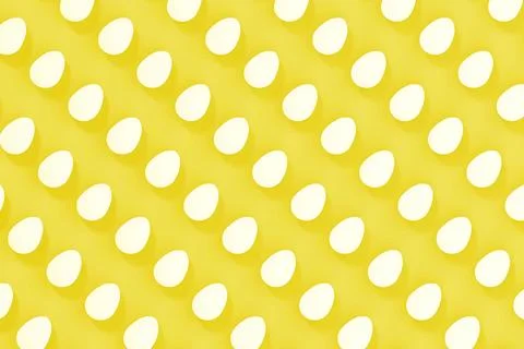 White easter eggs on yellow background, eggs pattern Stock Illustration