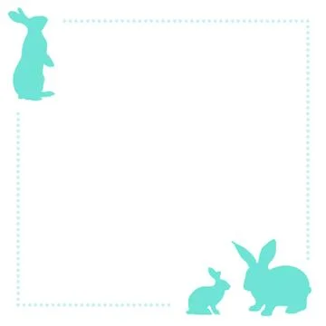 White Easter greeting card with green, blue and pink bunnies Stock Illustration