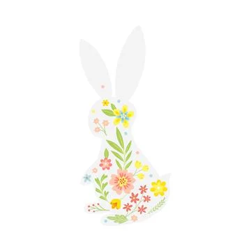 White Easter Rabbit with Flowers and Floral Decoration Inside Vector Stock Illustration
