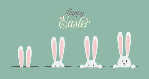 White easter rabbit greeting card Stock Illustration