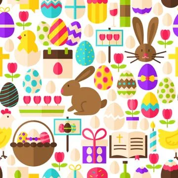 White Easter Seamless Pattern イラスト素材