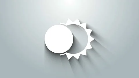 White Eclipse of the sun icon isolated on grey background. Total sonar eclipse Stock Footage 145865086