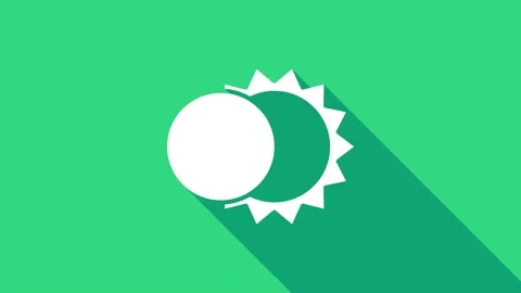 White Eclipse of the sun icon isolated on green background. Total sonar eclipse Stock Footage 147152722