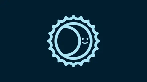 White Eclipse of the sun icon isolated on blue background. Total sonar eclipse Stock Footage 230026499