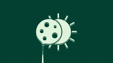 White Eclipse of the sun icon isolated on green background. Total sonar eclipse Stock Footage 236040175