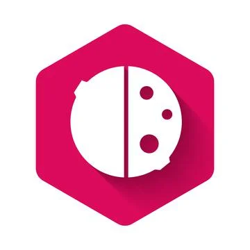 White Eclipse of the sun icon isolated with long shadow. Total sonar eclipse Stock Illustration