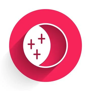 White Eclipse of the sun icon isolated with long shadow background. Total sonar Stock Illustration