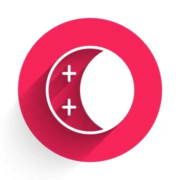 White Eclipse of the sun icon isolated with long shadow background. Total s.. Stock Illustration