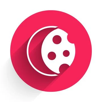 White Eclipse of the sun icon isolated with long shadow background. Total s.. Stock Illustration