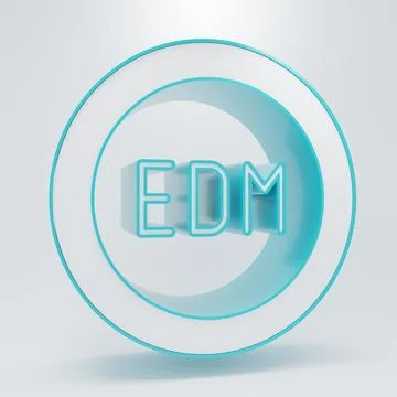 White EDM electronic dance music icon isolated on grey background. Minimali.. Illustrazione stock