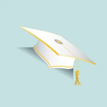 White Education Cup with golden elements. Graduation student hat v Stock Illustration