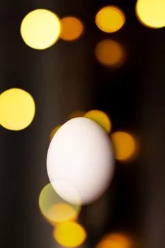 White egg on black background. Stock Photos