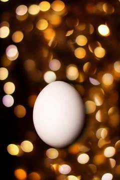White egg on black background. Stock Photos