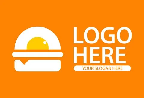 White Egg Hamburger Orange background Logo Design	 Illustrazione stock