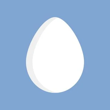 White egg icon in flat design isolated on blue background. Protein. Vector. 库存插图