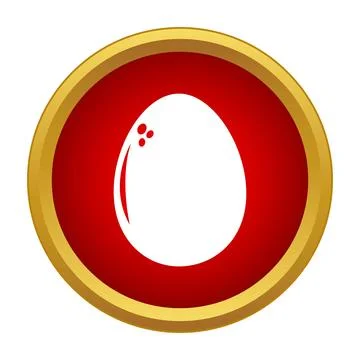 White egg icon in red and gold circle Stock Illustration
