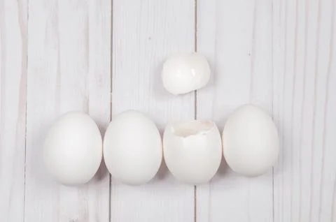 White egg. Raw eggs on white background. Concept happy easter. 写真素材