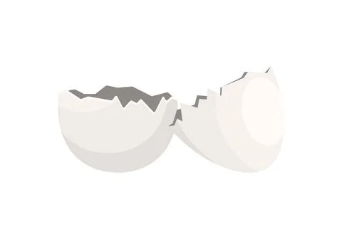 White egg split in half, open empty chicken egg after breaking Stock Illustration