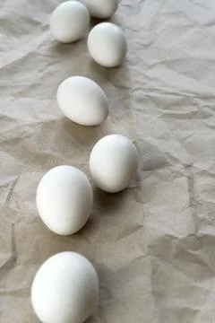 White eggs are on the table Stock Photos